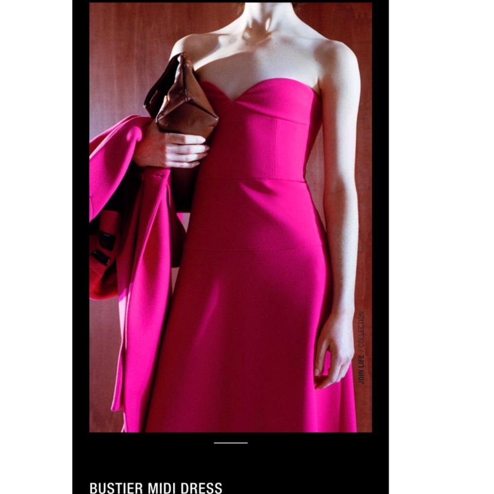 Zara hot pink Bustier corset midi dress - Picture 2 of 15